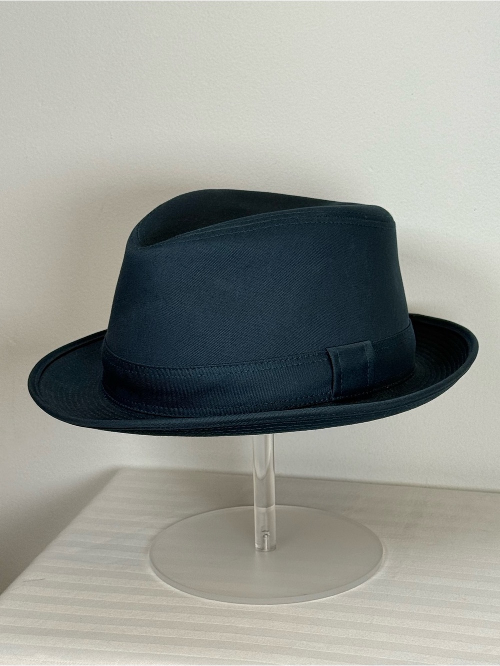 HERMES ‘Edouard’ Cotton Canvas Fedora Hat Made In France Deep Peacock Blue 58cm - Picture 7 of 15